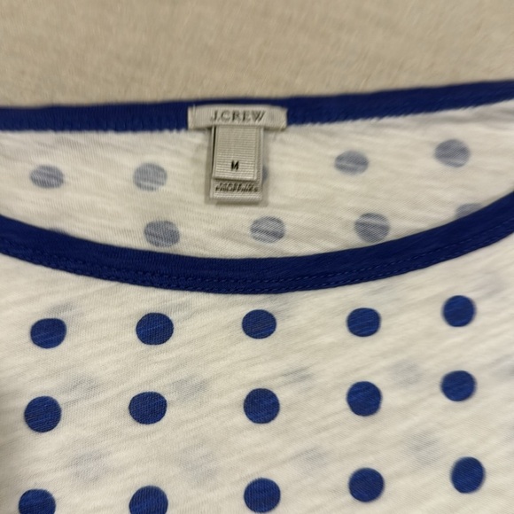 J. Crew Blue and White Polk-a-Dot Short Sleeve Tee size M - Picture 2 of 6